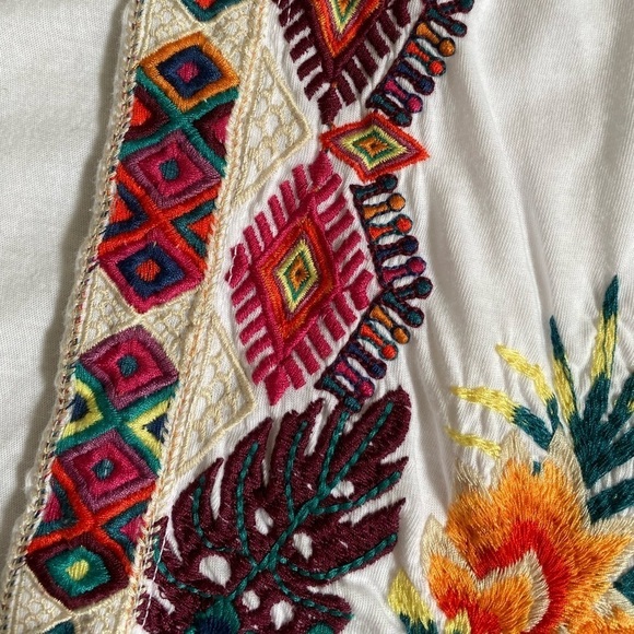 Johnny Was Quinn Embroidered White Cotton Draped Kimono Cardigan Women’s XS - Picture 12 of 12